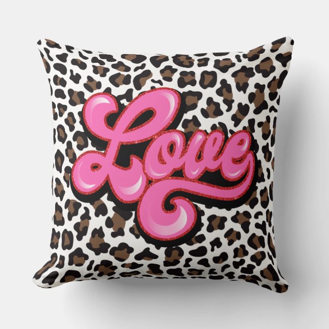 Leopard Animal Print Love Decorative Pillow (Front)