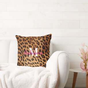 Leopard Animal Print Monogram Cushion