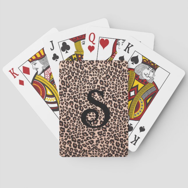Leopard Animal Print Monogram Deck of Cards (Back)