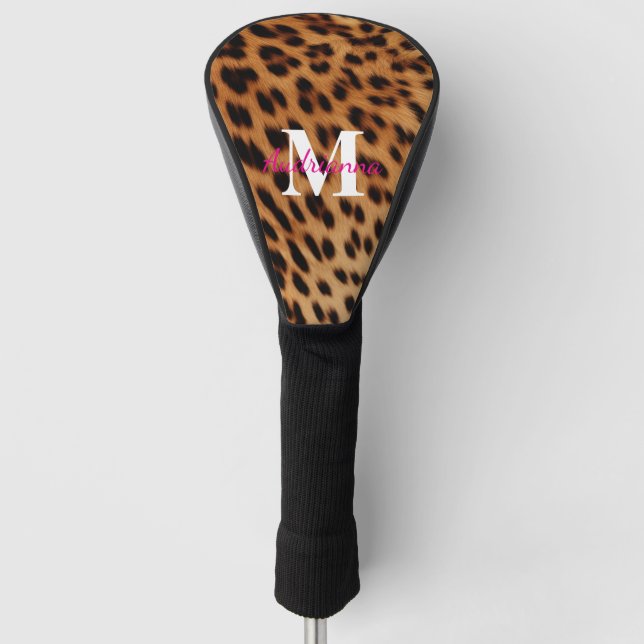 Leopard Animal Print Monogram Golf Head Cover (Front)