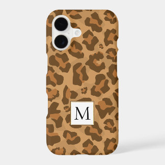 Leopard animal print, monogram in tones of brown