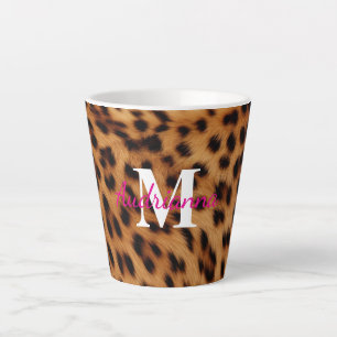 Leopard Animal Print Monogram Latte Mug