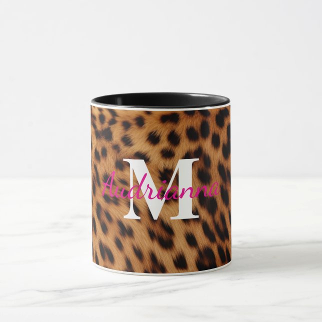 Leopard Animal Print Monogram Mug (Center)