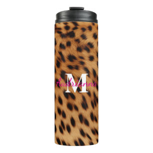 Leopard Animal Print Monogram Thermal Tumbler