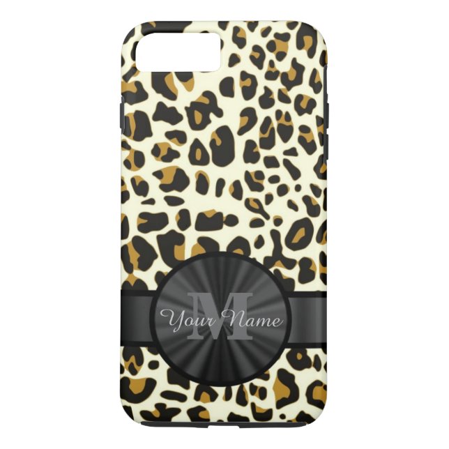Leopard animal print monogrammed Case-Mate iPhone case (Back)