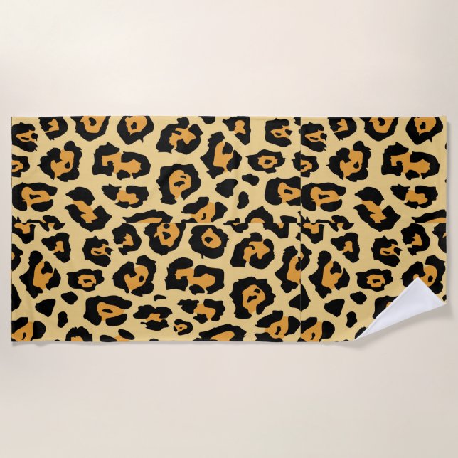 Leopard Animal Print Pattern Beach Towel (Front)