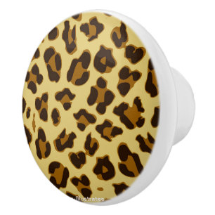 Leopard Animal Print Pattern Doorknob Ceramic Knob