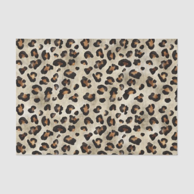 Leopard Animal Print Pattern In Beige And Brown Tissue Paper (Front)