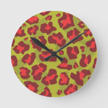 Leopard animal print pattern in red, olive green