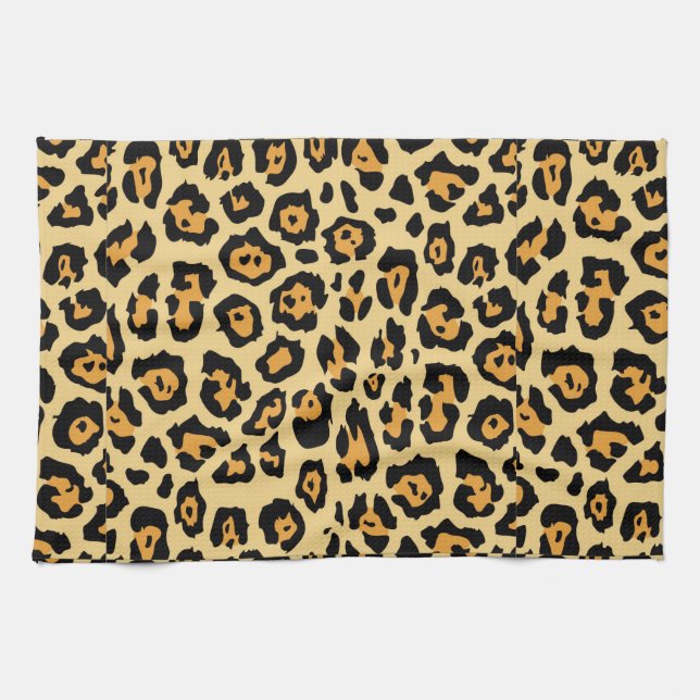 Leopard Animal Print Pattern Tea Towel (Horizontal)