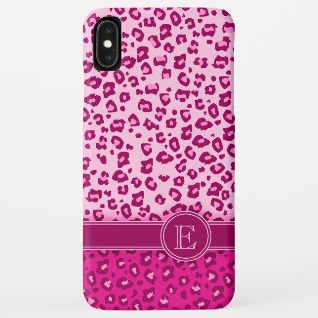 Leopard animal print pink custom monogram Case-Mate iPhone case (Back)