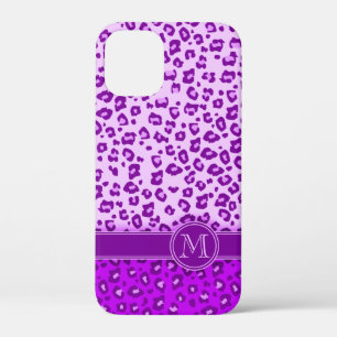Leopard animal print purple monogram iPhone 12 mini case