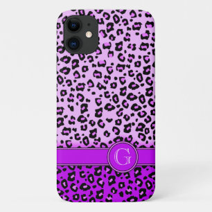 Leopard animal print purple monogram iPhone 11 case