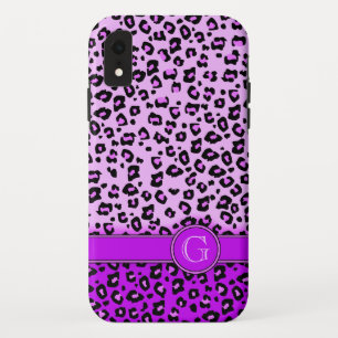 Leopard animal print purple monogram iPhone XR case