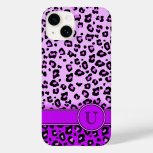 Leopard animal print purple monogram  Case-Mate iPhone 14 case