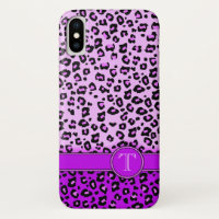 Leopard animal print purple monogram iphone case