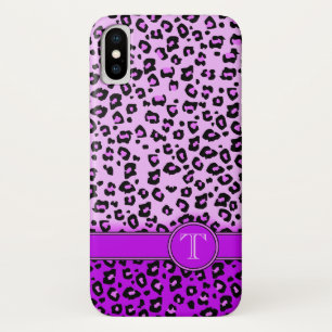 Leopard animal print purple monogram iphone case