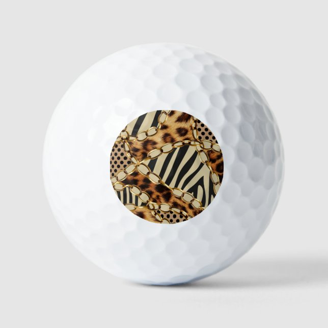 Leopard Animal Print Seamless Pattern Golf Balls (Front)