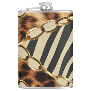 Leopard Animal Print Seamless Pattern Hip Flask