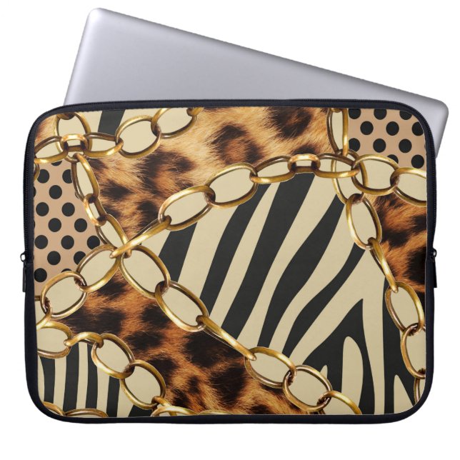 Leopard Animal Print Seamless Pattern Laptop Sleeve (Front)