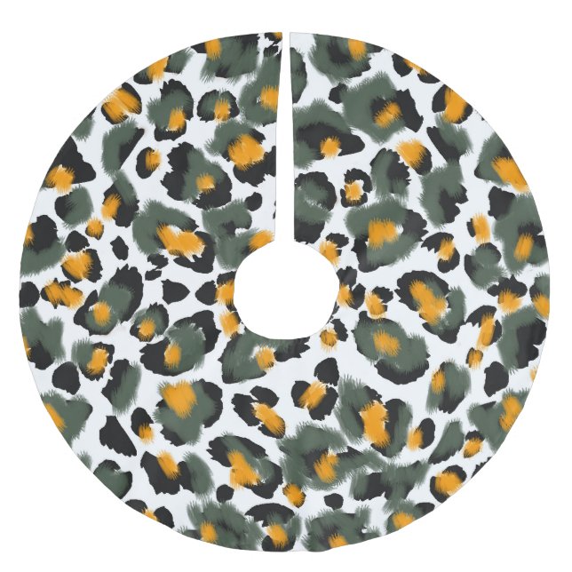 Leopard Animal Print Texture Background Brushed Polyester Tree Skirt (Front)