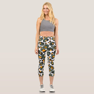 Leopard Animal Print Texture Background Capri Leggings