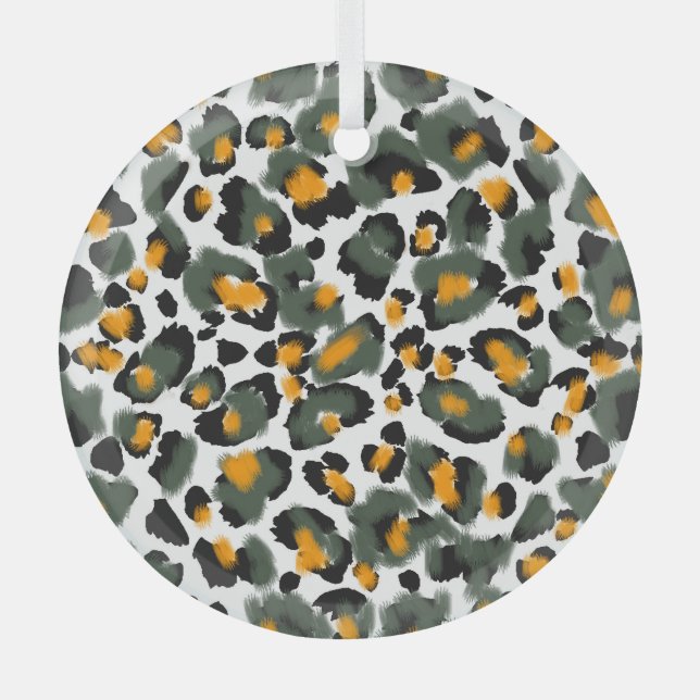 Leopard Animal Print Texture Background Glass Tree Decoration (Front)