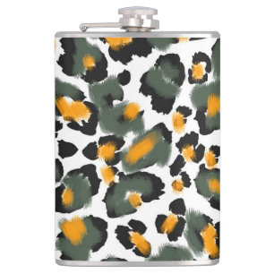 Leopard Animal Print Texture Background Hip Flask