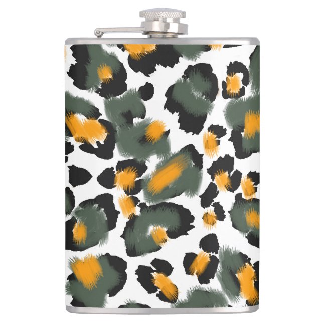 Leopard Animal Print Texture Background Hip Flask (Front)