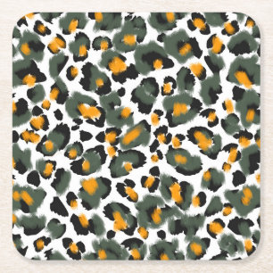 Leopard Animal Print Texture Background Square Paper Coaster