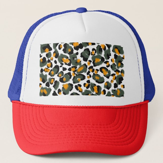 Leopard Animal Print Texture Background Trucker Hat (Front)