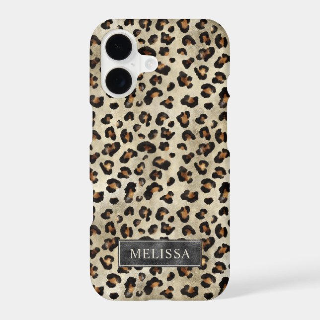 Leopard Animal Print With Black Faux Foil And Name (Back)