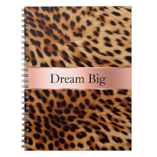 Leopard Animal Rose Pink Ribbon Name Notebook