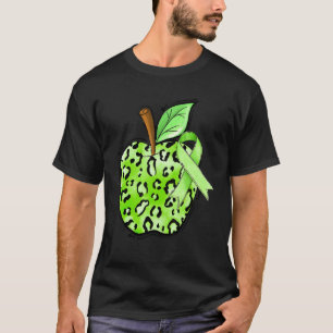 Leopard Apple Cerebral Palsy Awareness Green Ribbo T-Shirt