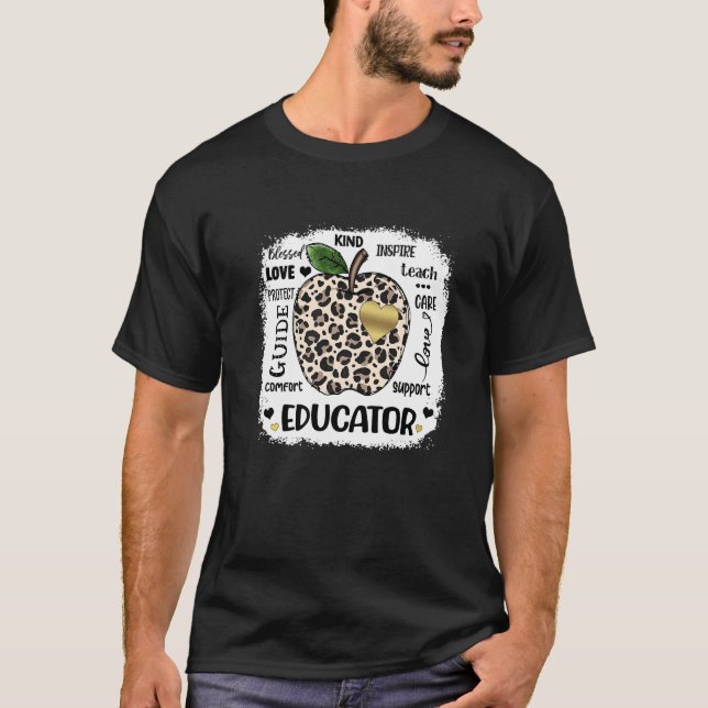 Leopard Apple Educator Love Care Support Inspire B T-Shirt (Front)