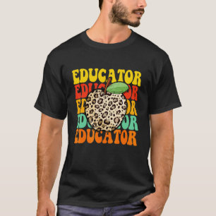 Leopard Apple Educator Teacher Appreciation Back T T-Shirt