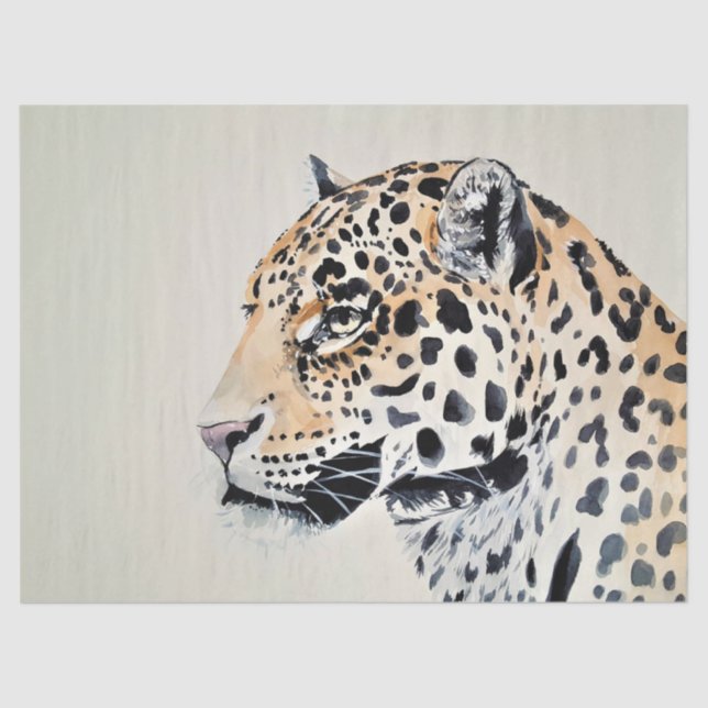 Leopard Art Watercolor Decoupage Tissue Paper (Front)