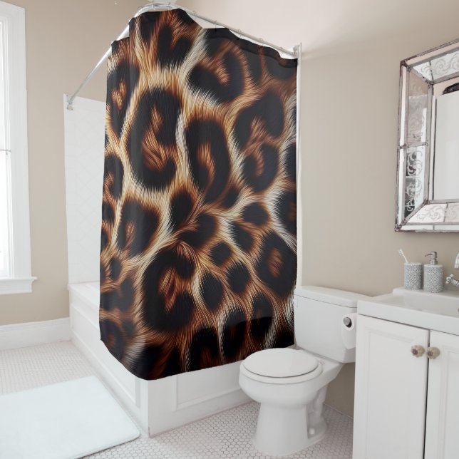 Leopard Aura: Unleash Your Wild Side at Night Shower Curtain (In Situ)