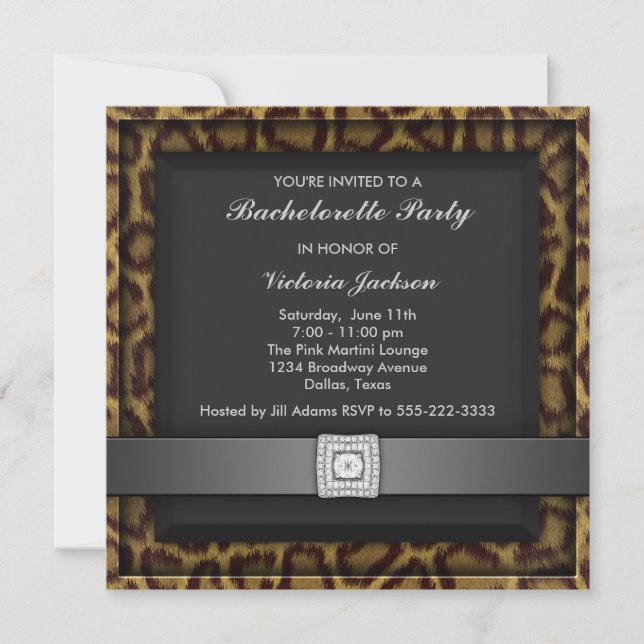 Leopard Bachelorette Party Invitation (Front)
