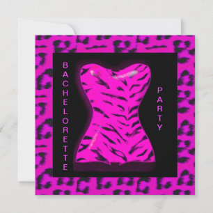 LEOPARD BACHELORETTE PARTY INVITATION HOT PINK