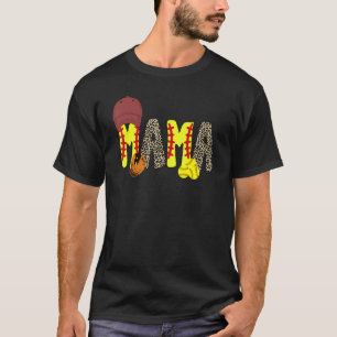 Leopard Ball Mom Baseball Softball Mama Team Sport T-Shirt