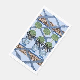 Leopard Bamboo Chinoiserie Ginger Jar  Paper Guest Napkin