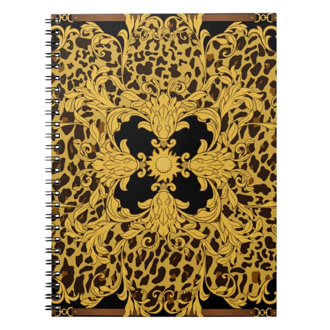 Leopard Baroque, Ornate Animal Print Notebook (Front)