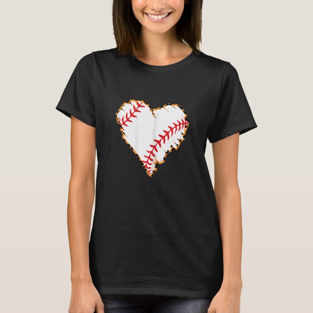 Leopard Baseball Heart Baseball Fans Baseball T-Shirt (Front)