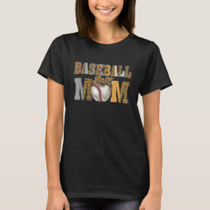 Leopard Baseball Mum Baseball Mum Mothers Day Mam T-Shirt