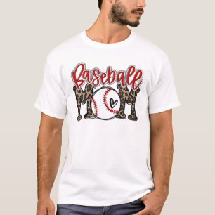 Leopard Baseball Mum Game Day Vibes Ball Mum Mothe T-Shirt