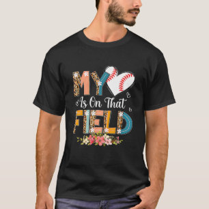 Leopard Baseball Mum My Heart Is On That Field Mot T-Shirt