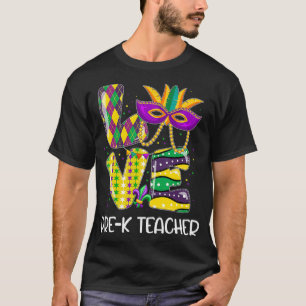 Leopard Beads Bling LOVE PreK Teacher Mardi Gras C T-Shirt