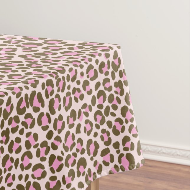 Leopard Beige Sage Pink Tablecloth (In Situ)