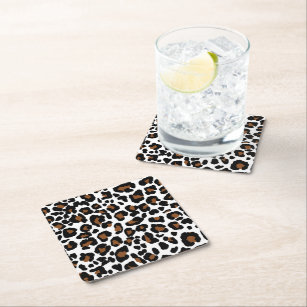 Leopard Big Cat Fur Pattern Print  Square Paper Coaster
